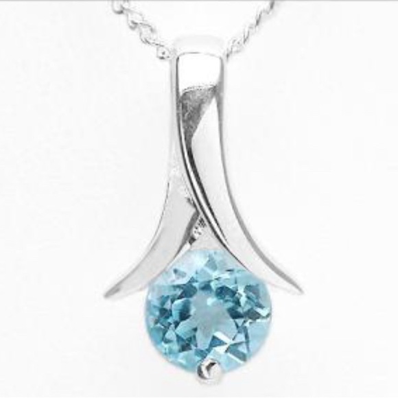 1.10 CTW Swiss Blue Topaz Sterling Silver 18 Inch Designer Necklace - Picture 1 of 5